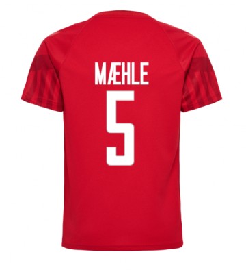 Danmark Joakim Maehle #5 Replika Hjemmebanetrøje VM 2022 Kortærmet